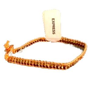Express Woven Metallic Gold Bracelet with Adjustable Tie